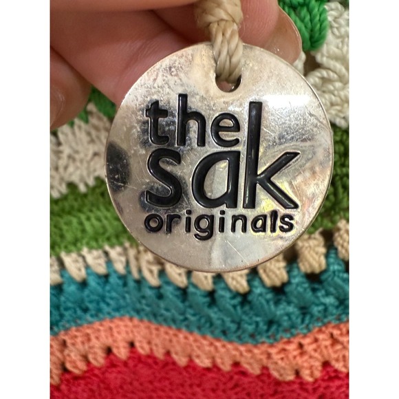 The Sak Original Rainbow Crochet Shoulder Bag Medium Size Beach Coastal Handbag - Picture 5 of 7